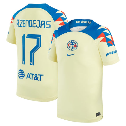 Alejandro Zendejas Club America Team Home 2023/24 Jersey - Yellow
