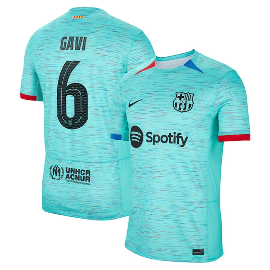 Gavi Barcelona Team 2023/24 Third Jersey - Aqua