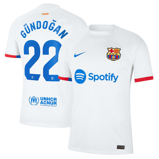 Ilkay Gündogan Barcelona Team 2023/24 Away Stadium Player Jersey - White