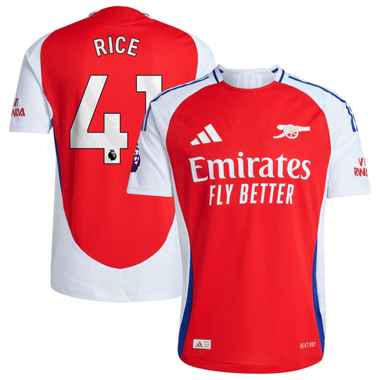 Declan Rice 41 Arsenal Team 2024/25 Home Player Jersey – Red