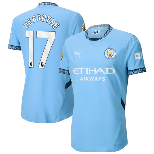 Kevin De Bruyne Manchester City Team 2024/25 Home Player Jersey - Light Blue