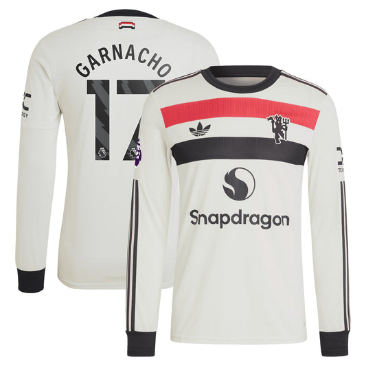 Alejandro Garnacho Manchester United Team Shirt 2024/2025 Third Long Sleeve Jersey - Cream