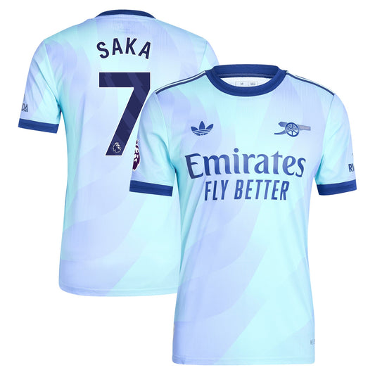Bukayo Saka Arsenal Team 2024/25 Third Player Jersey - Aqua