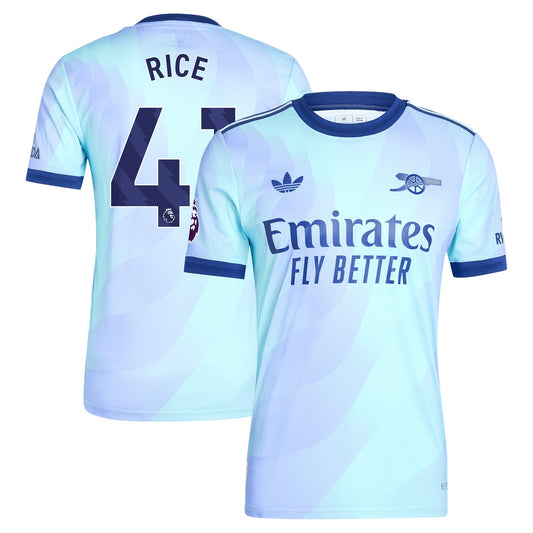 Declan Rice Arsenal Team Shirt 2024/2025 Third Player Jersey - Aqua
