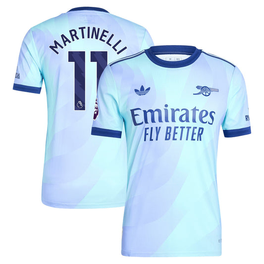 Gabriel Martinelli Arsenal Team Shirt 2024/2025 Third Player Jersey - Aqua