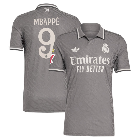 Kylian Mbappé Real Madrid Team Shirt 2024/25 Third Player Jersey - Charcoal
