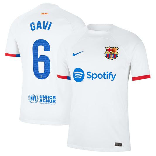Gavi Barcelona Team 2023/24 Away Stadium Player Jersey - White