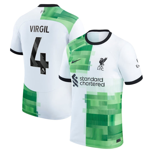 Virgil van Dijk Liverpool Team 2023/24 Away Player Jersey - White