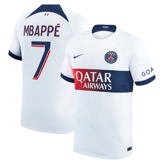 Kylian Mbappe Paris Saint-Germain Team 2023/24 Away Stadium Player Jersey - White