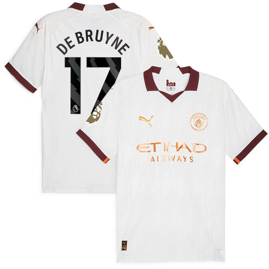 Kevin De Bruyne Manchester City Team 2023/24 Away Jersey - White