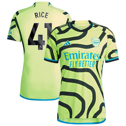 Declan Rice Arsenal Team 2023/24 Away Player Jersey - Yellow