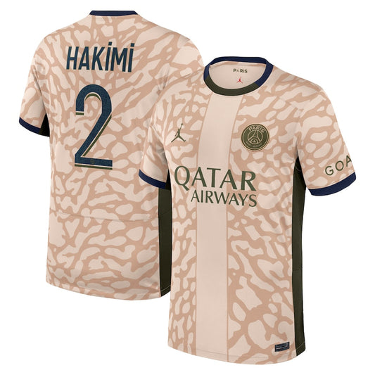 Achraf Hakimi Paris Saint-Germain Team 2023/24 Fourth Stadium Player Jersey – Tan