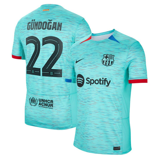 Ilkay Gündogan Barcelona Team 2023/24 Third Jersey - Aqua