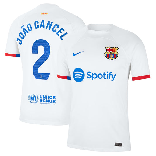 Joao Cancelo Barcelona Team 2023/24 Away Stadium Player Jersey - White