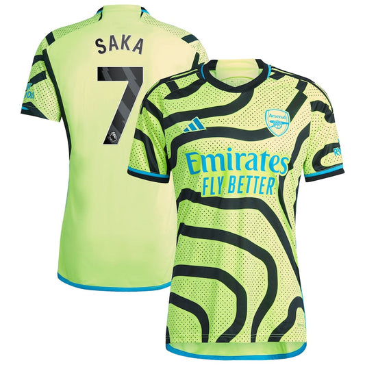 Bukayo Saka Arsenal Team 2023/24 Away Player Jersey - Yellow