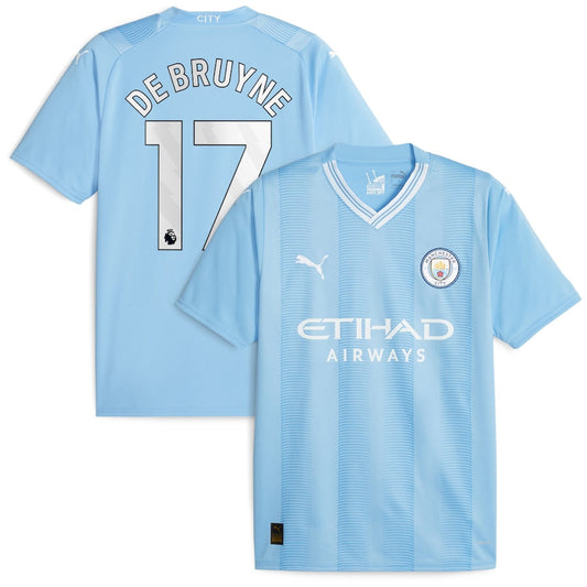 Kevin De Bruyne Manchester City Team 2023/24 Home Player Jersey - Sky Blue