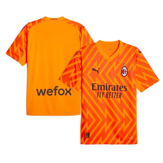 AC Milan Team 2023/24 Short Sleeve Goalkeeper Custom Jersey - Orange