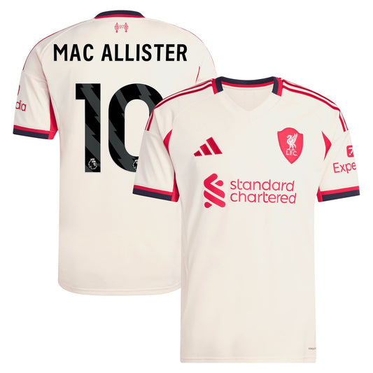 Alexis Mac Allister Liverpool Away Player Jersey White 2025–26 Premium Fan Edition Soccer Jersey - White