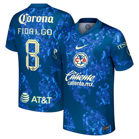Álvaro Fidalgo Club America Team 2024/25 Shirt Away Player Jersey - Blue