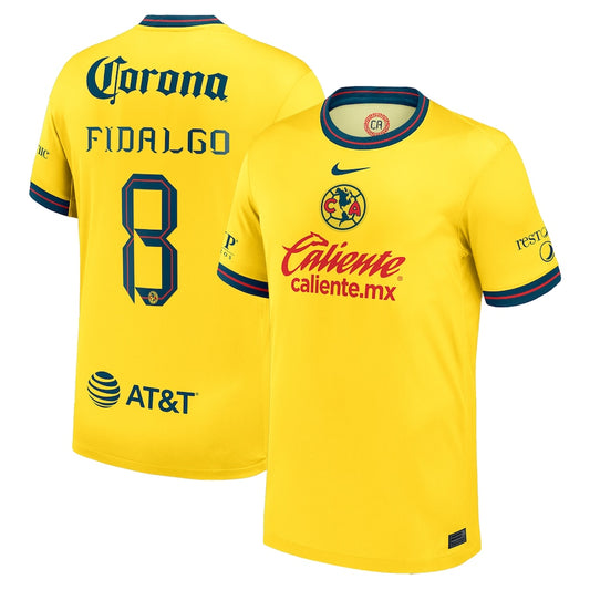 Álvaro Fidalgo Club America Team 2024/25 Shirt Home Player Jersey - Yellow