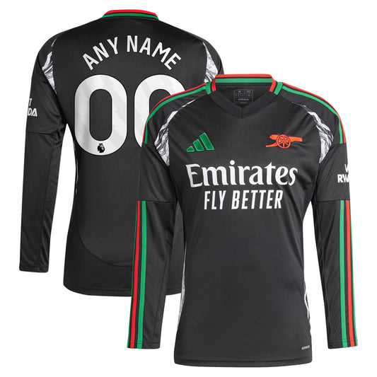 Arsenal Team 2024/2025 Away Long Sleeve Custom Jersey - Black