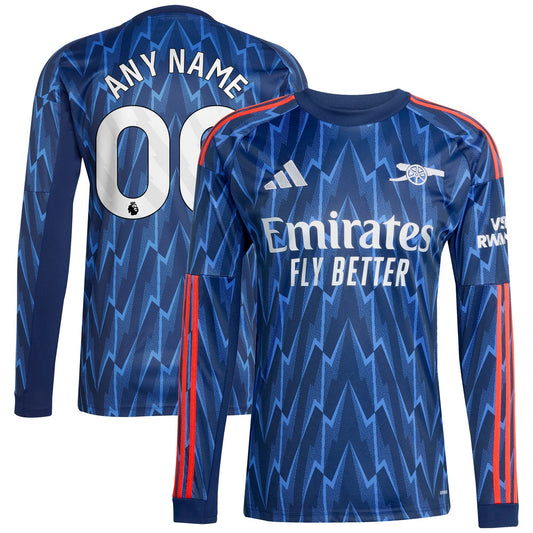 Arsenal Away Long Sleeve Customized Jersey Blue 2025–26 Premium Fan Edition Soccer Jersey - Blue