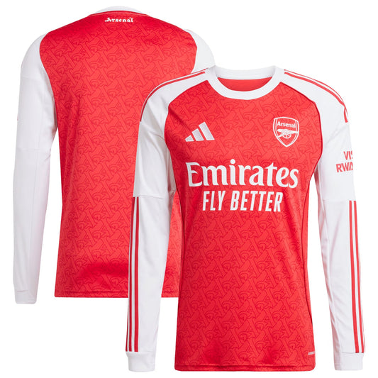 Arsenal Home Long Sleeve Jersey Red 2025–26 Premium Fan Edition Soccer Jersey - Red