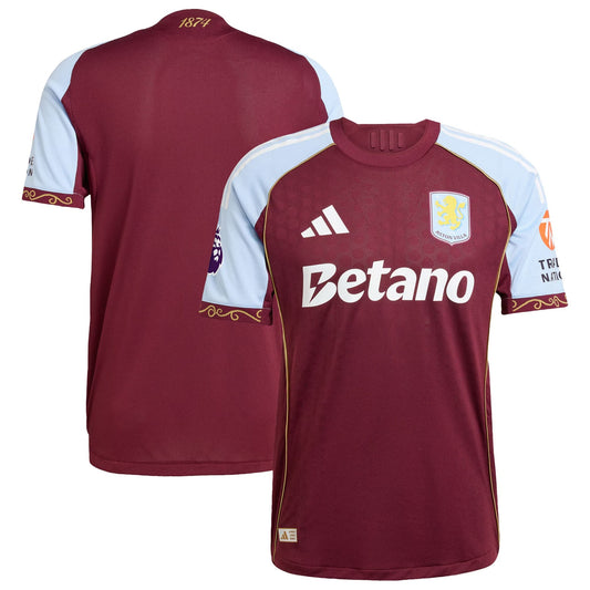 Aston Villa Home Jersey Claret 2025–26 Premium Fan Edition Soccer Jersey