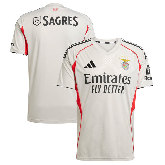 Benfica Away Custom Jersey Gray 2025–26 Premium Fan Edition Soccer Jersey - Gray