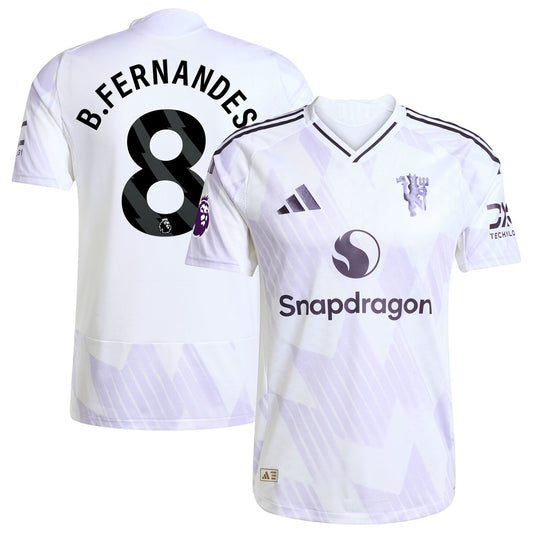 Bruno Fernandes Manchester United Away Player Jersey White 2025–26 Premium Fan Edition Soccer Jersey - White