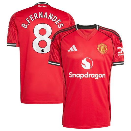 Bruno Fernandes Manchester United Home Player Jersey Red 2025–26 Premium Fan Edition Soccer Jersey - Red