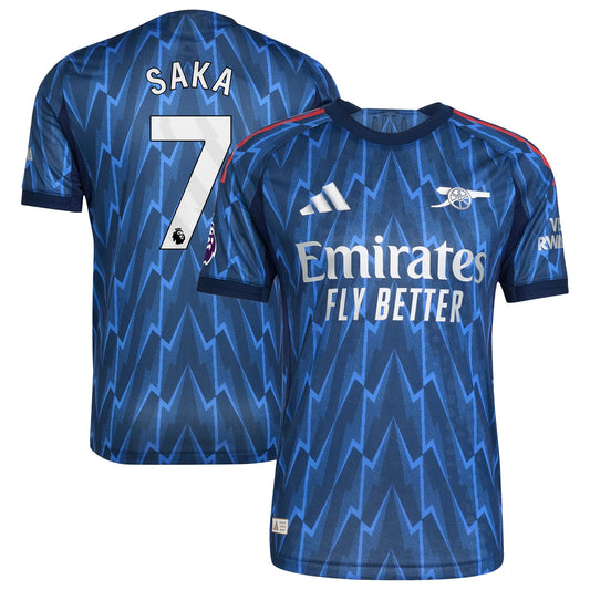 Bukayo Saka Arsenal Away Player Jersey Blue 2025–26 Premium Fan Edition Soccer Jersey - Blue