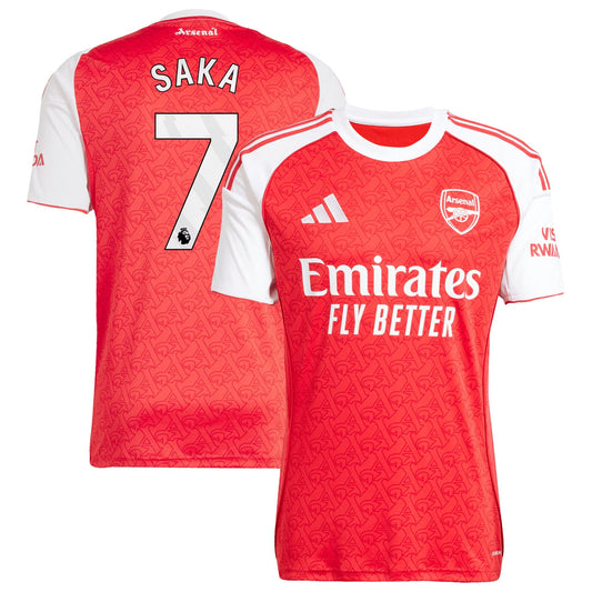 Bukayo Saka Arsenal Home Player Jersey Red 2025–26 Premium Fan Edition Soccer Jersey - Red