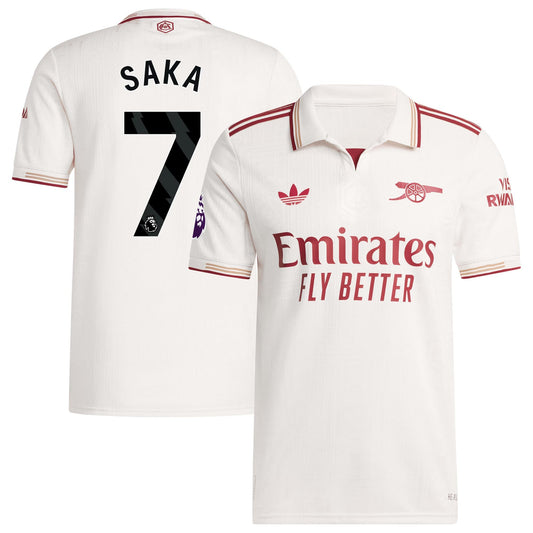 Bukayo Saka Arsenal Third Player Jersey White 2025–26 Premium Fan Edition Soccer Jersey - White