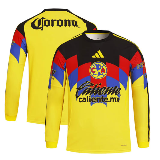 Club America Home Long Sleeve Jersey Yellow 2025–26 Premium Fan Edition Soccer Jersey - Yellow