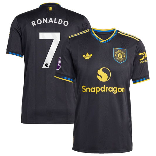 Cristiano Ronaldo Manchester United Third Player Jersey Black 2025–26 Premium Fan Edition Soccer Jersey - Black