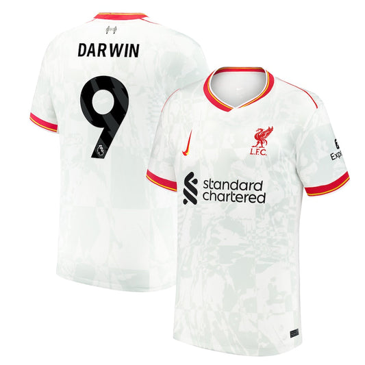 Darwin Núñez Liverpool Team 2024/25 Third Custom Jersey - White