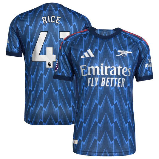 Declan Rice Arsenal Away Player Jersey Blue 2025–26 Premium Fan Edition Soccer Jersey - Blue