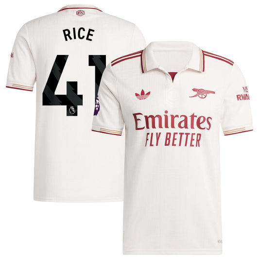 Declan Rice Arsenal Third Player Jersey White 2025–26 Premium Fan Edition Soccer Jersey - White