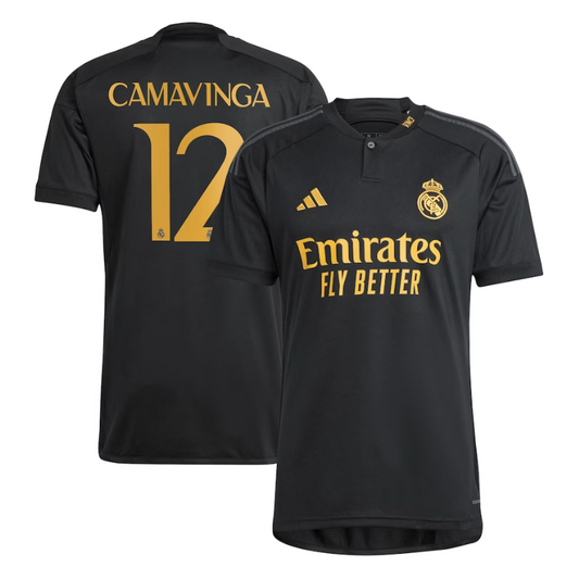 Eduardo Camavinga Real Madrid Team 2023/24 Third Player Jersey - Black