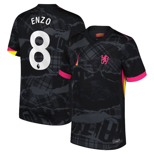 Enzo Fernández 8 Shirt Chelsea Team 2024/25 Third Player Jersey - Anthracite