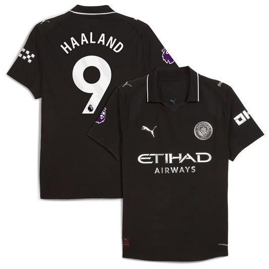 Erling Haaland Manchester City Away Player Jersey Black 2025–26 Premium Fan Edition Soccer Jersey - Black