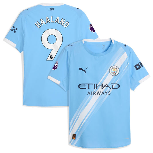 Erling Haaland Manchester City Home Player Jersey Sky Blue 2025–26 Premium Fan Edition Soccer Jersey - Blue