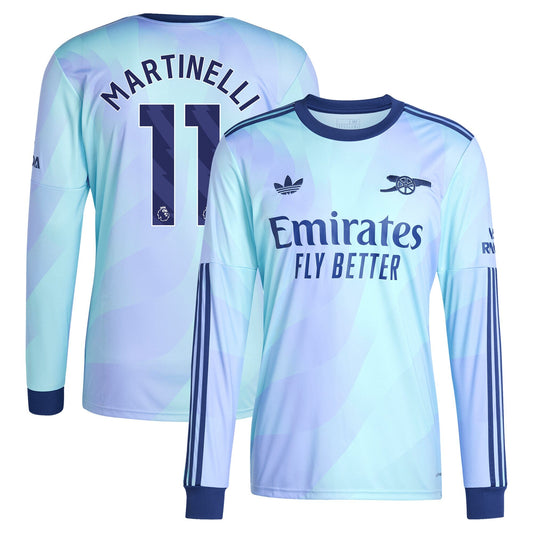 Gabriel Martinelli Arsenal Team 2024/25 Third Long Sleeve Player Jersey - Aqua