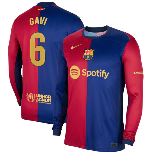 Gavi Barcelona Team 2024/25 Home Long Sleeve Player Jersey - Royal