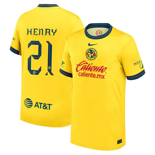 Henry Martin Club America Team 2024/25 Home Player Jersey - Yellow