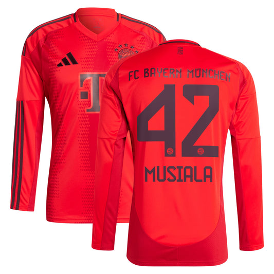 Jamal Musiala Bayern Munich Team 2024/25 Home Custom Long Sleeve Player Jersey - Red