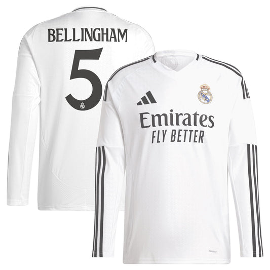 Jude Bellingham Real Madrid Team 2024/25 Home Long Sleeve Player Jersey - White