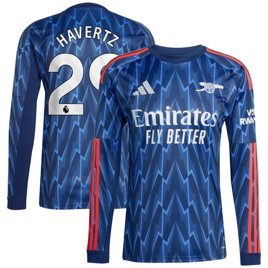 Kai Havertz Arsenal Away Long Sleeve Player Jersey Blue 2025–26 Premium Fan Edition Soccer Jersey - Blue