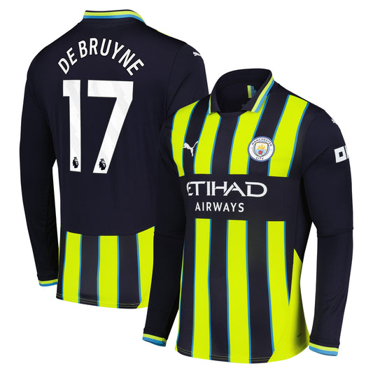 Kevin De Bruyne Manchester City Team 2024/25 Away Long Sleeve Player Jersey - Navy